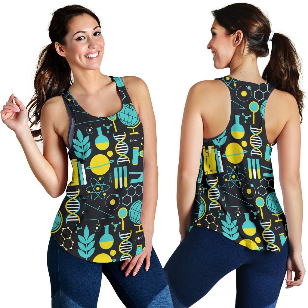 Science Chemistry Pattern Print Women's Racerback Tank Tops-grizzshop