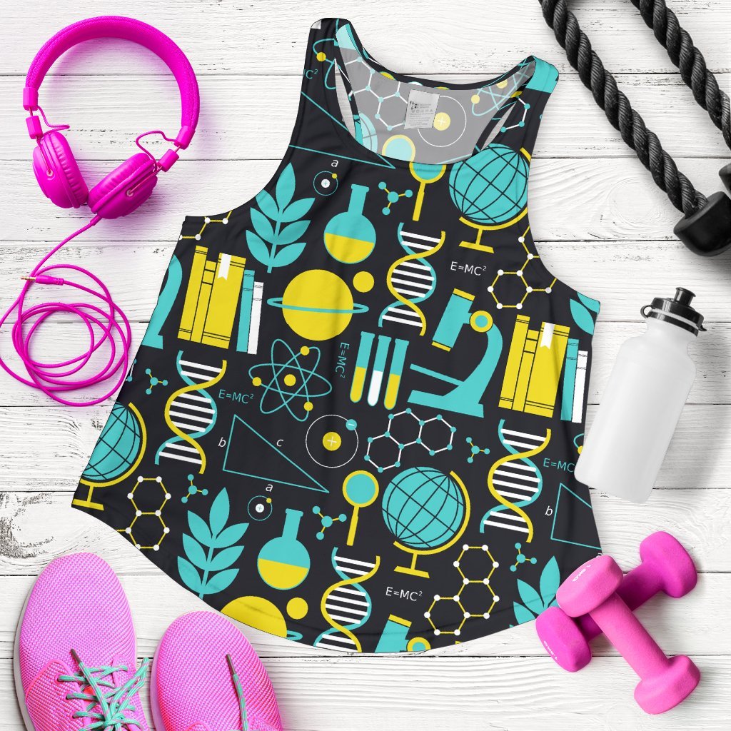Science Chemistry Pattern Print Women's Racerback Tank Tops-grizzshop
