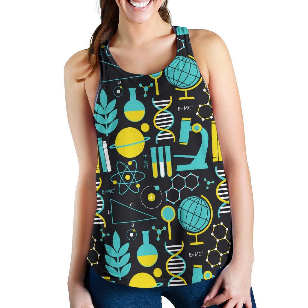 Science Chemistry Pattern Print Women's Racerback Tank Tops-grizzshop