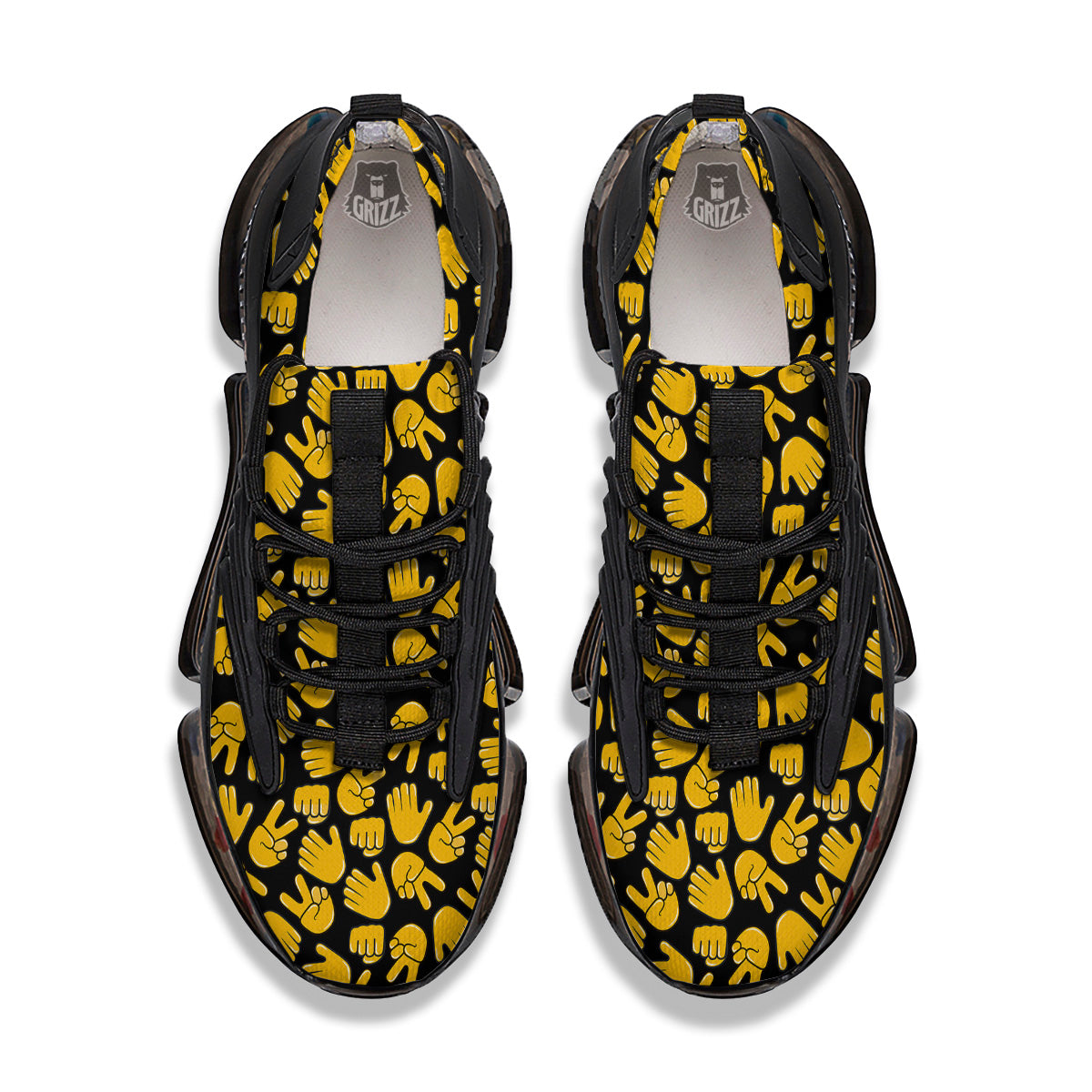 Scissors Paper Rock Emoji Print Pattern Black Gym Shoes-grizzshop
