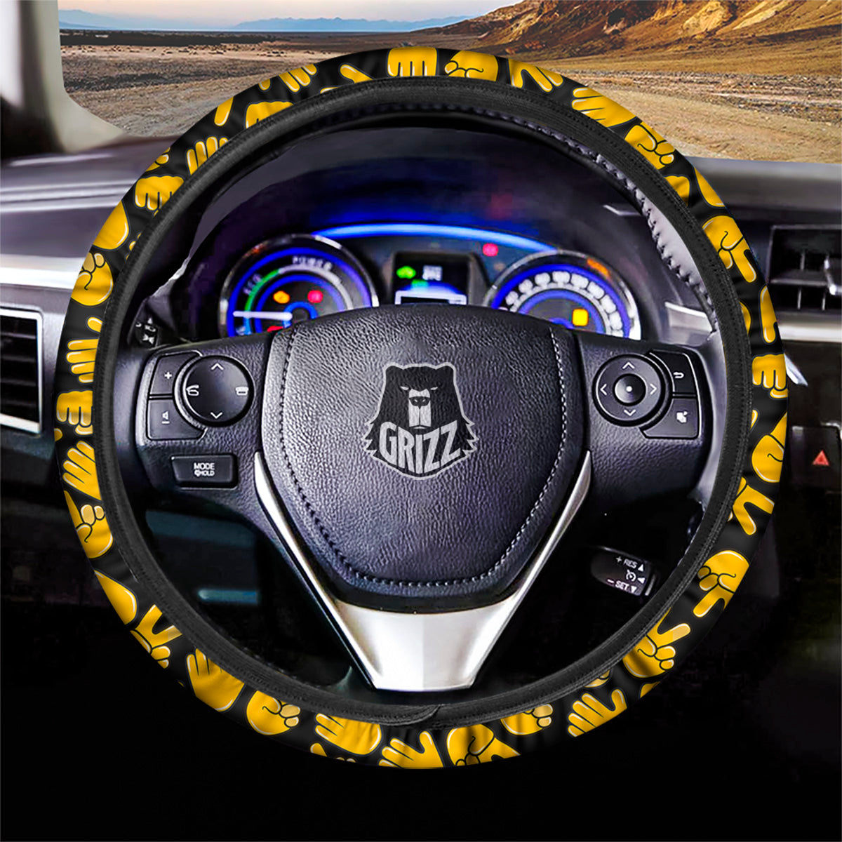 Scissors Paper Rock Emoji Print Pattern Car Steering Wheel Cover-grizzshop