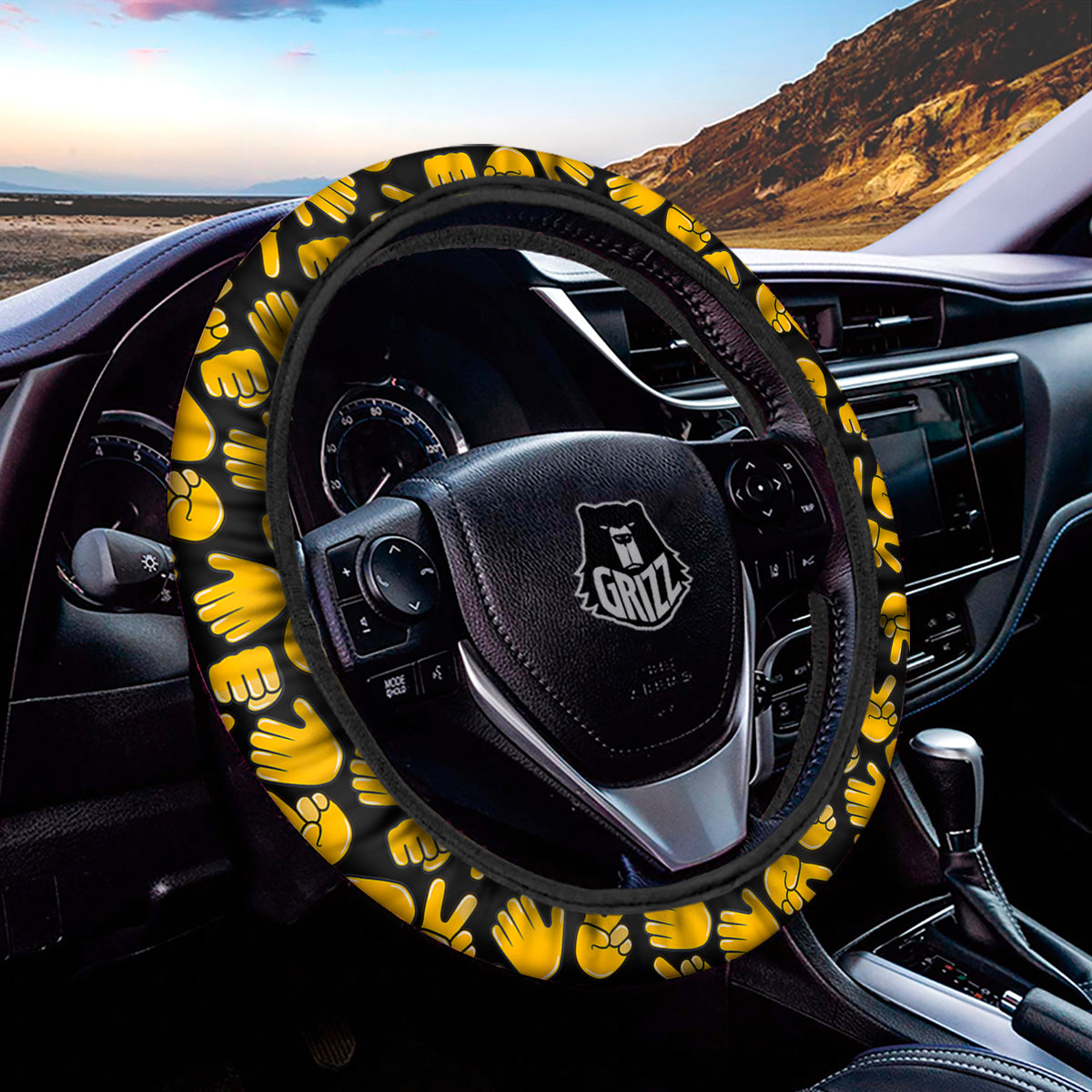 Scissors Paper Rock Emoji Print Pattern Car Steering Wheel Cover-grizzshop
