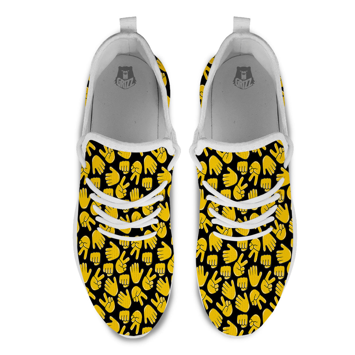 Scissors Paper Rock Emoji Print Pattern White Athletic Shoes-grizzshop