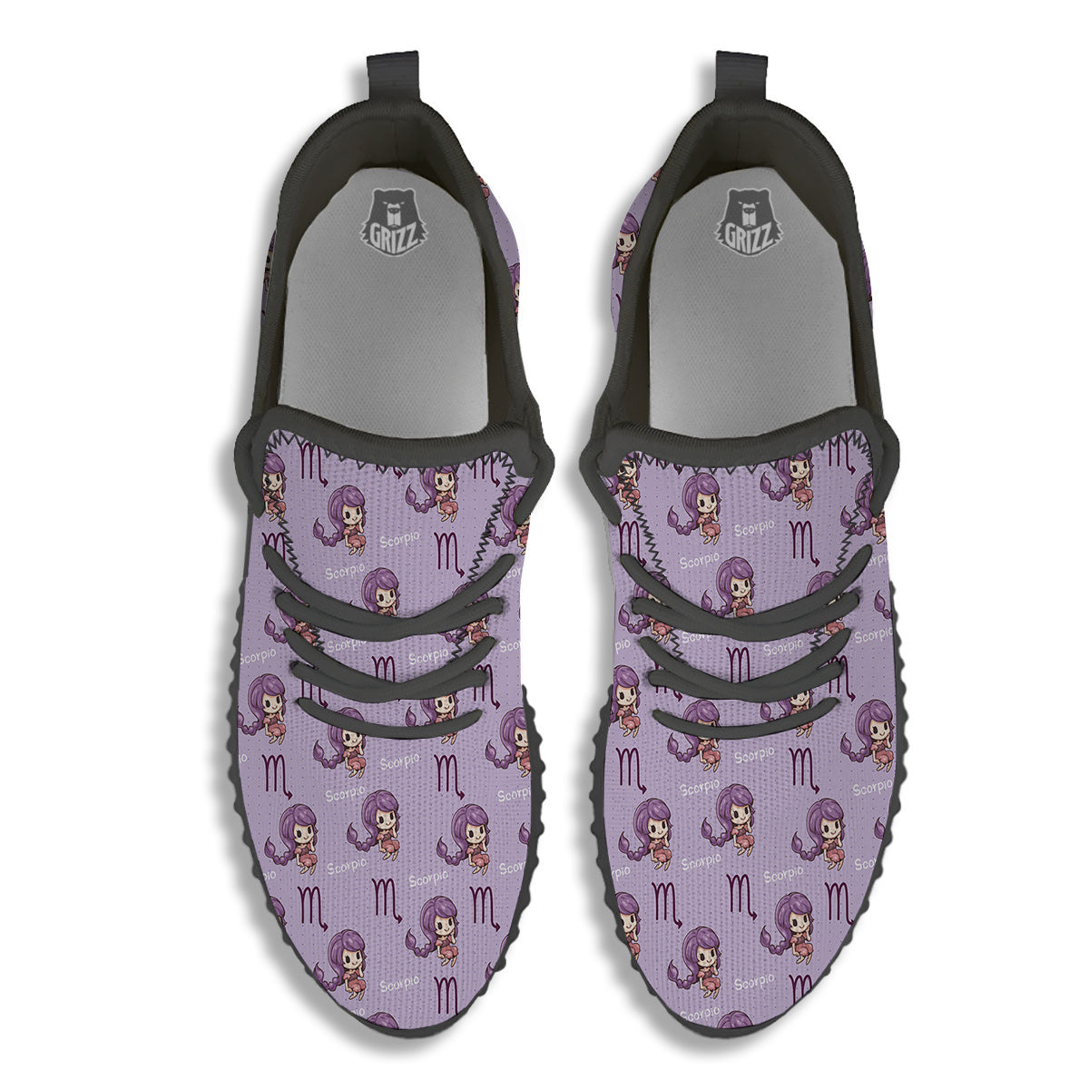 Scorpio Cute Cartoon Print Pattern Black Walking Shoes-grizzshop