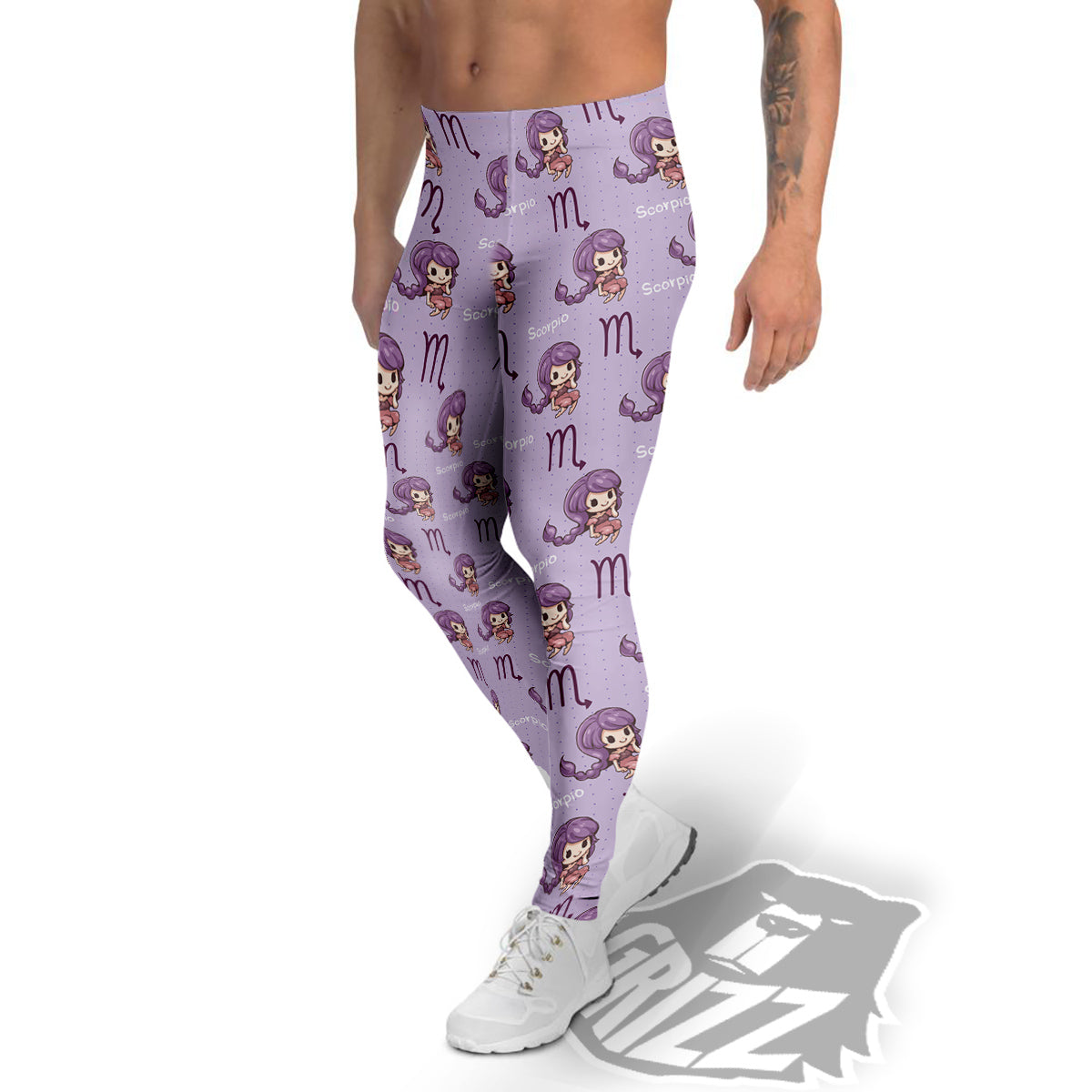 Scorpio Cute Cartoon Print Pattern Men's Leggings-grizzshop