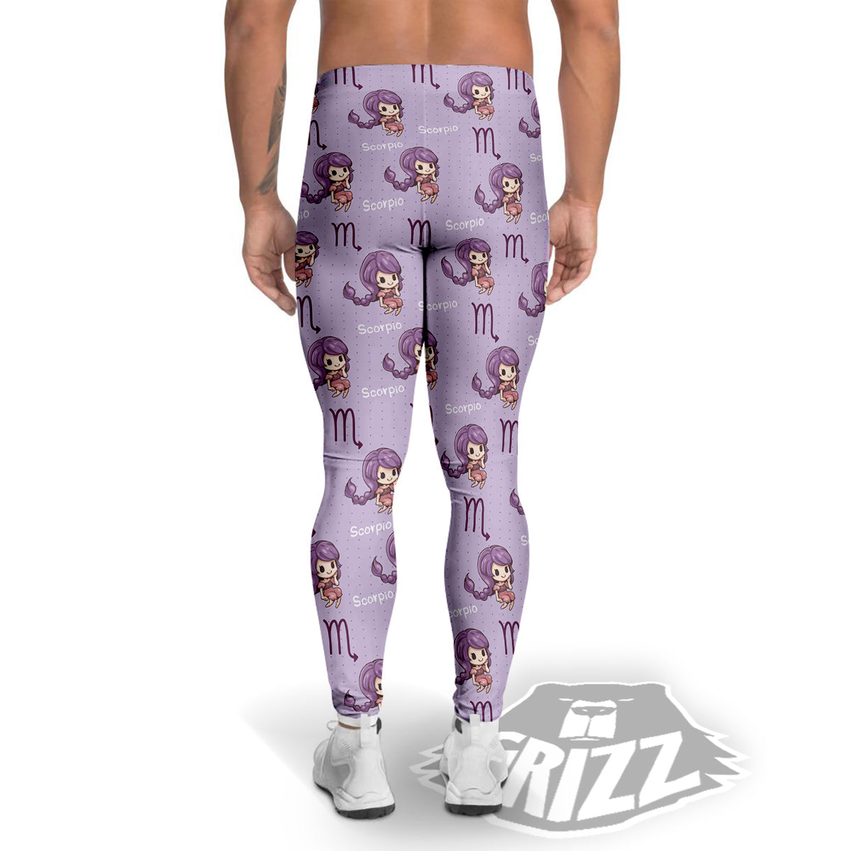 Scorpio Cute Cartoon Print Pattern Men's Leggings-grizzshop