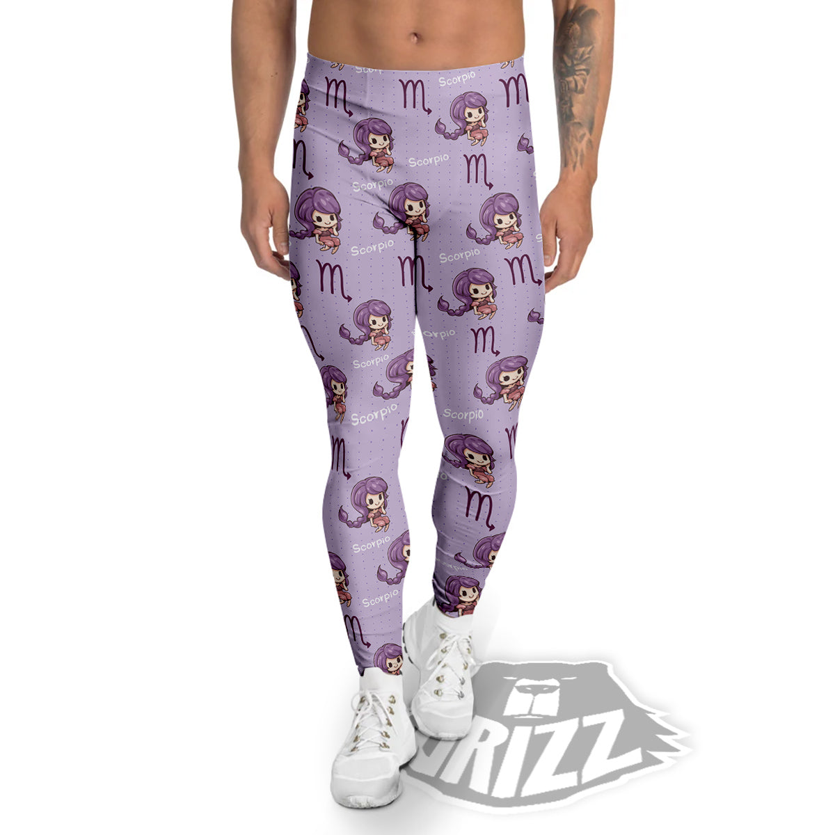 Scorpio Cute Cartoon Print Pattern Men's Leggings-grizzshop