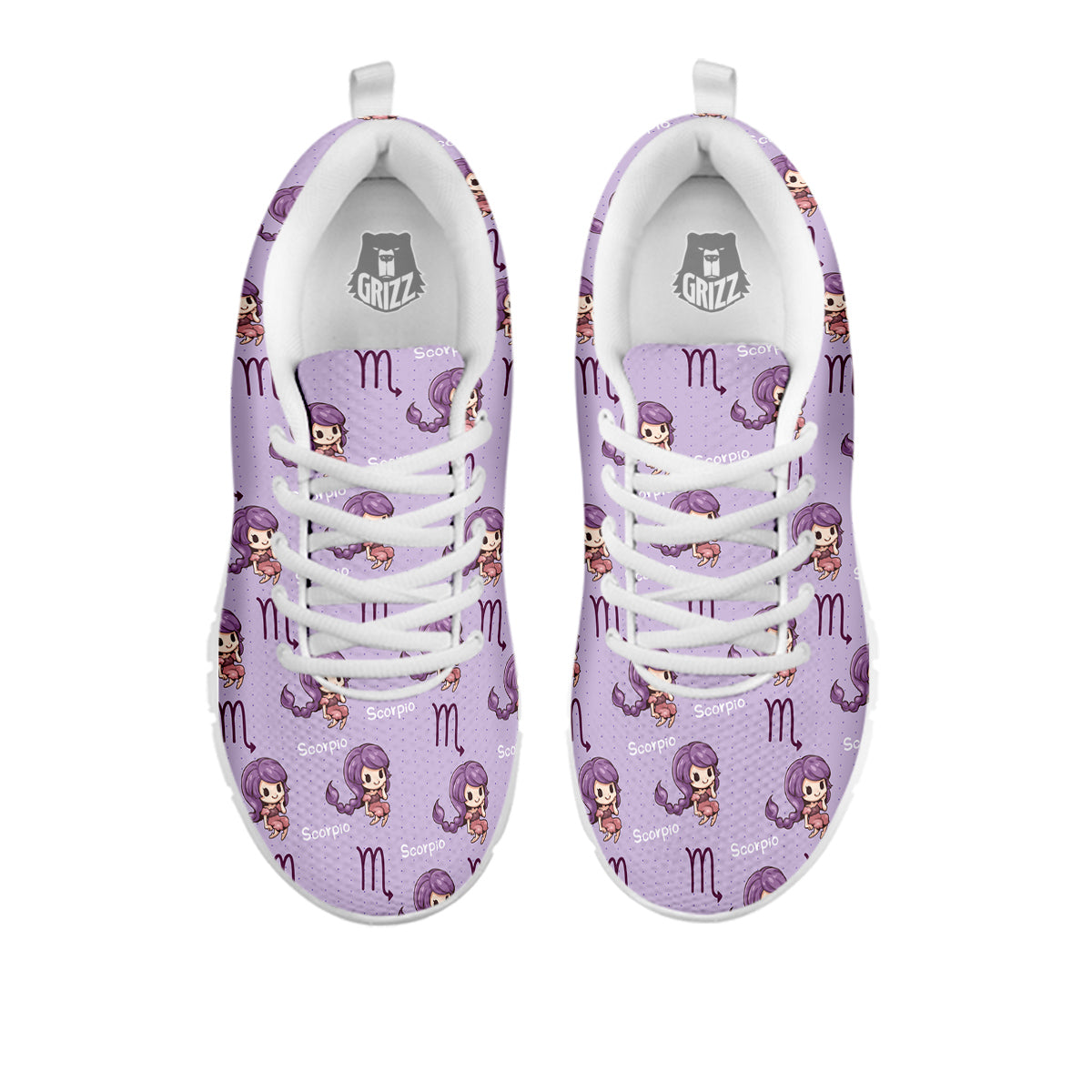 Scorpio Cute Cartoon Print Pattern White Sneaker-grizzshop