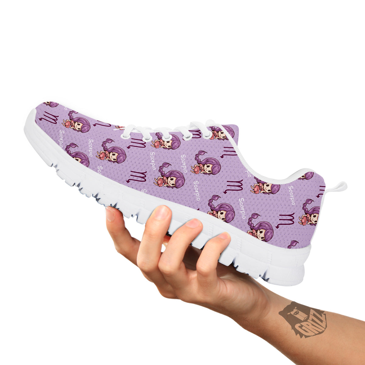 Scorpio Cute Cartoon Print Pattern White Sneaker-grizzshop