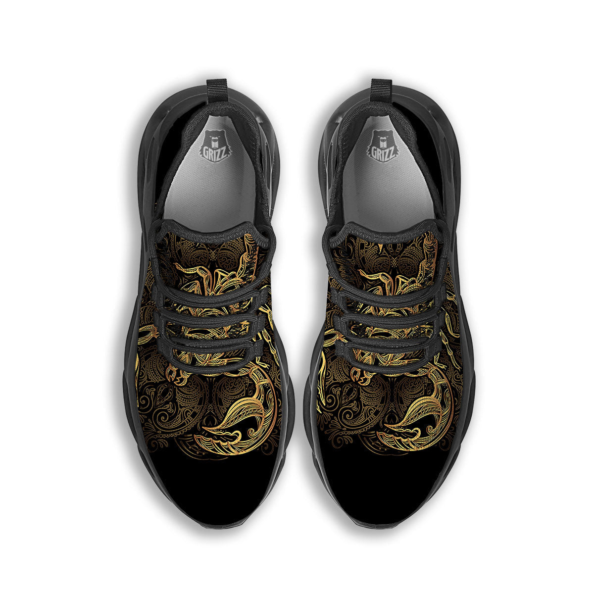 Scorpio Gold Print Black Running Shoes-grizzshop