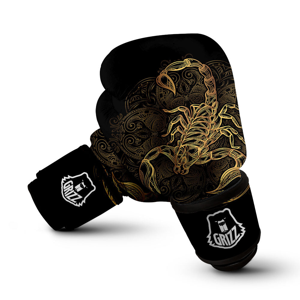 Scorpio Gold Print Boxing Gloves-grizzshop