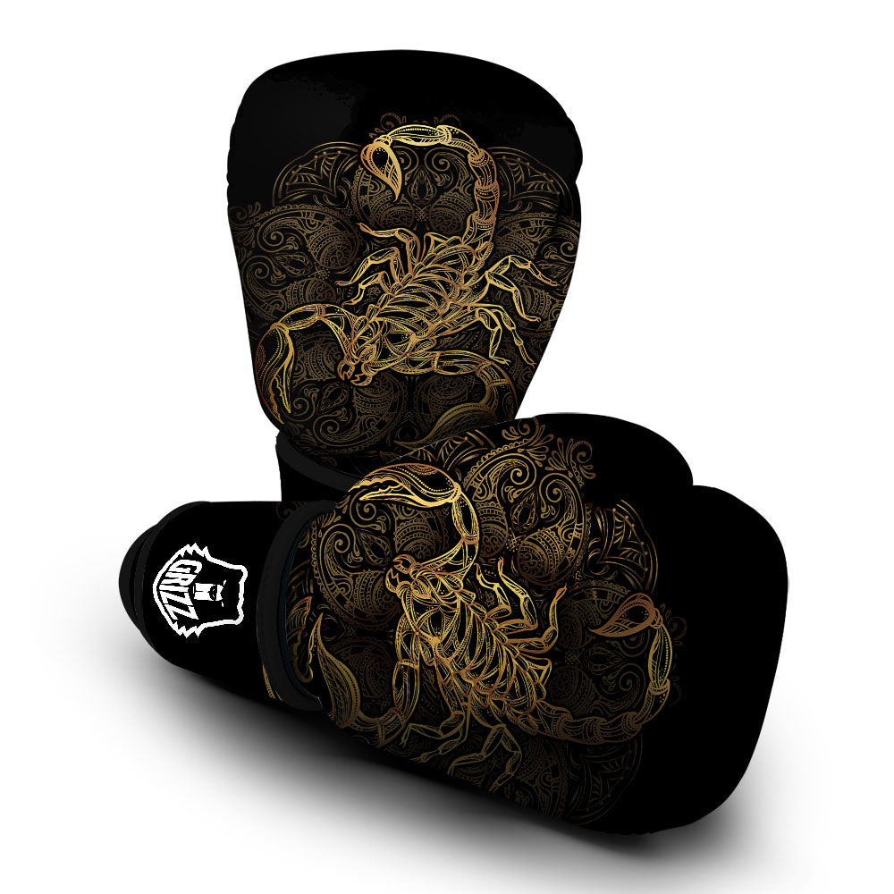 Scorpio Gold Print Boxing Gloves-grizzshop