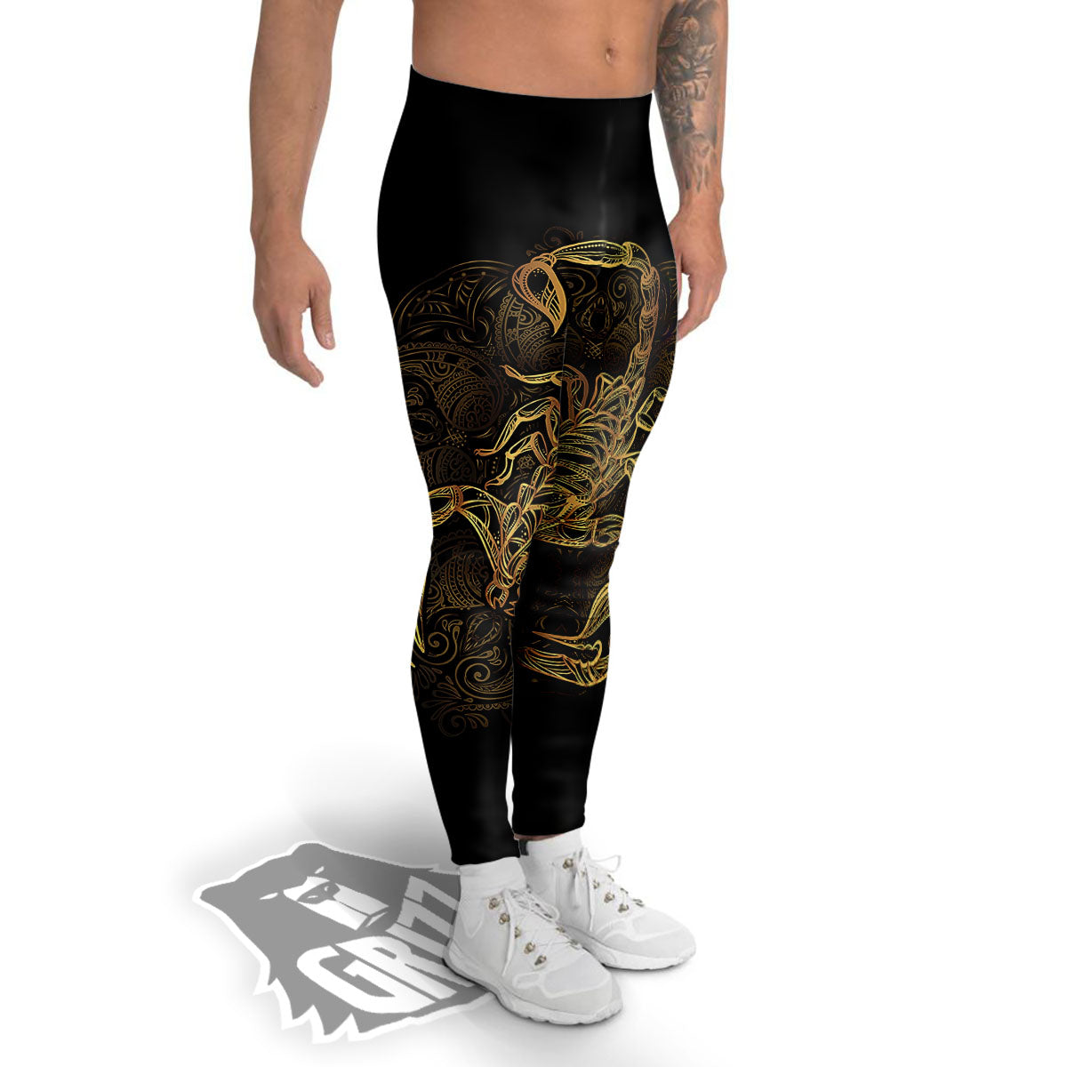 Scorpio Gold Print Men's Leggings-grizzshop