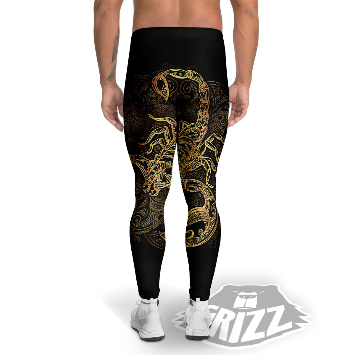 Scorpio Gold Print Men's Leggings-grizzshop