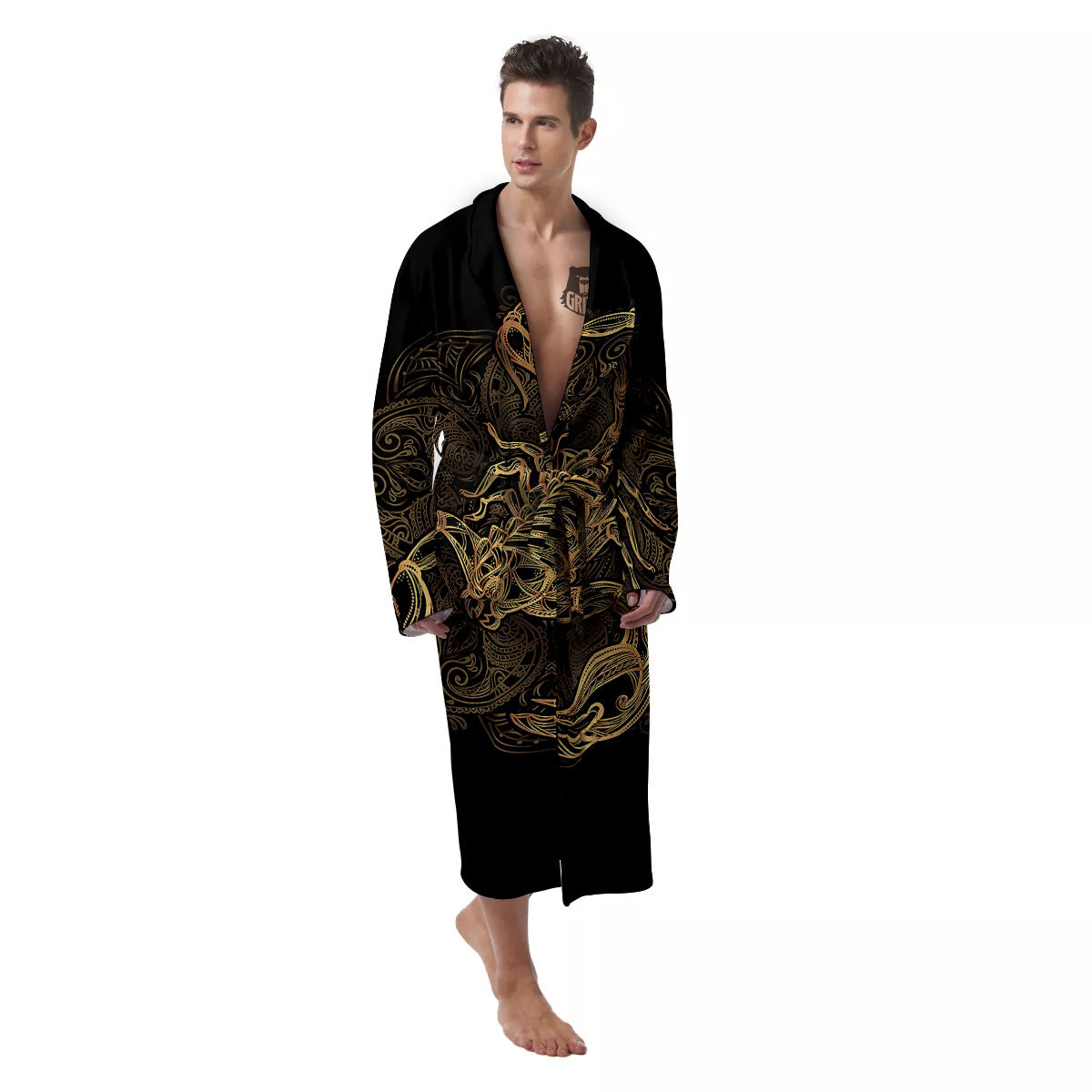 Scorpio Gold Print Men's Robe-grizzshop