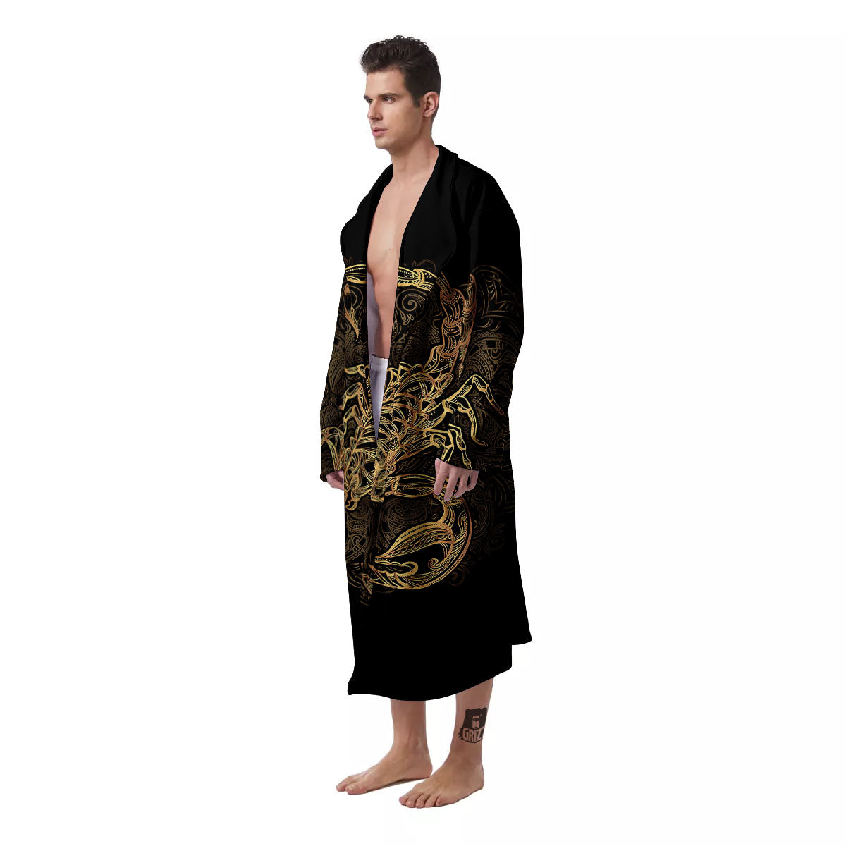 Scorpio Gold Print Men's Robe-grizzshop