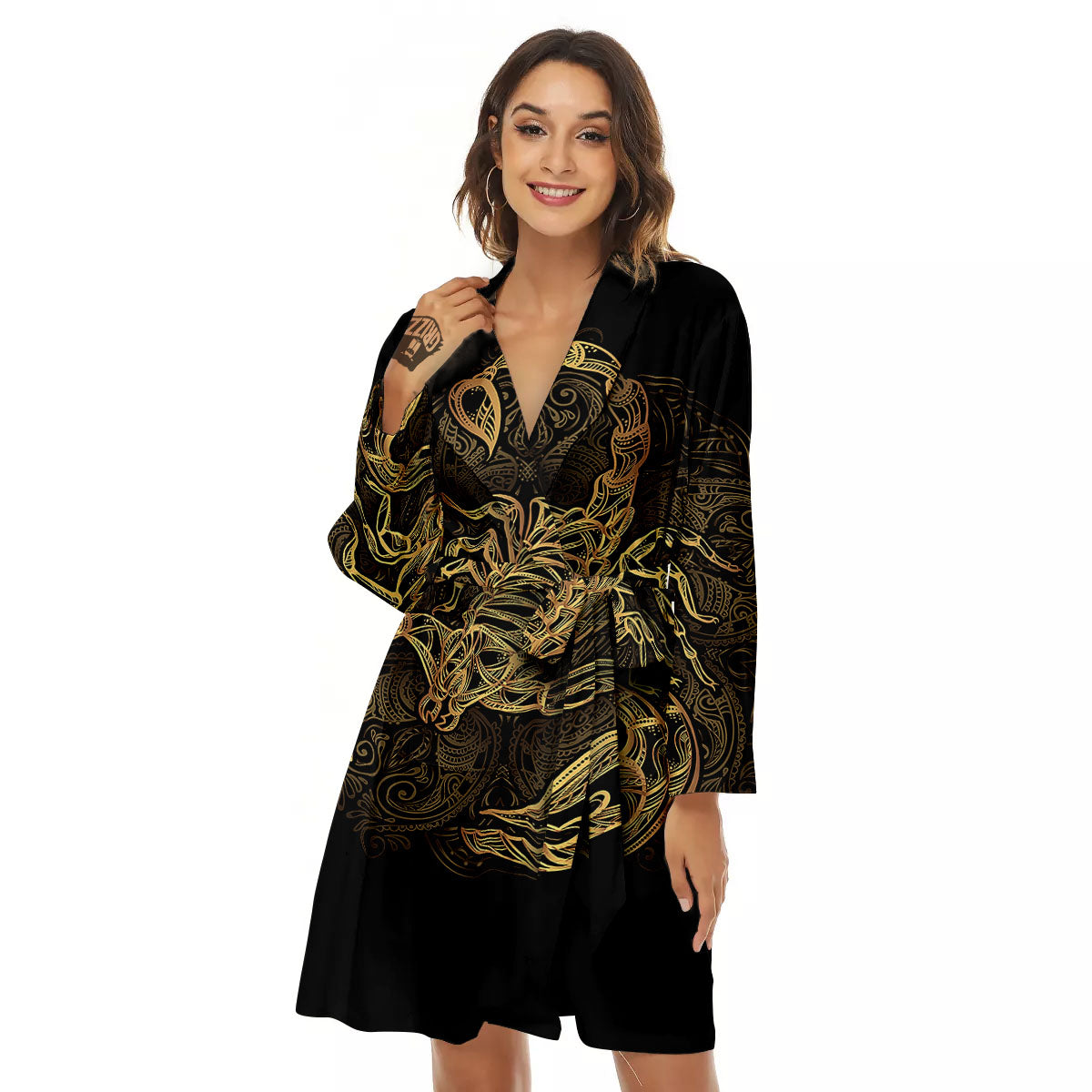 Scorpio Gold Print Women's Robe-grizzshop