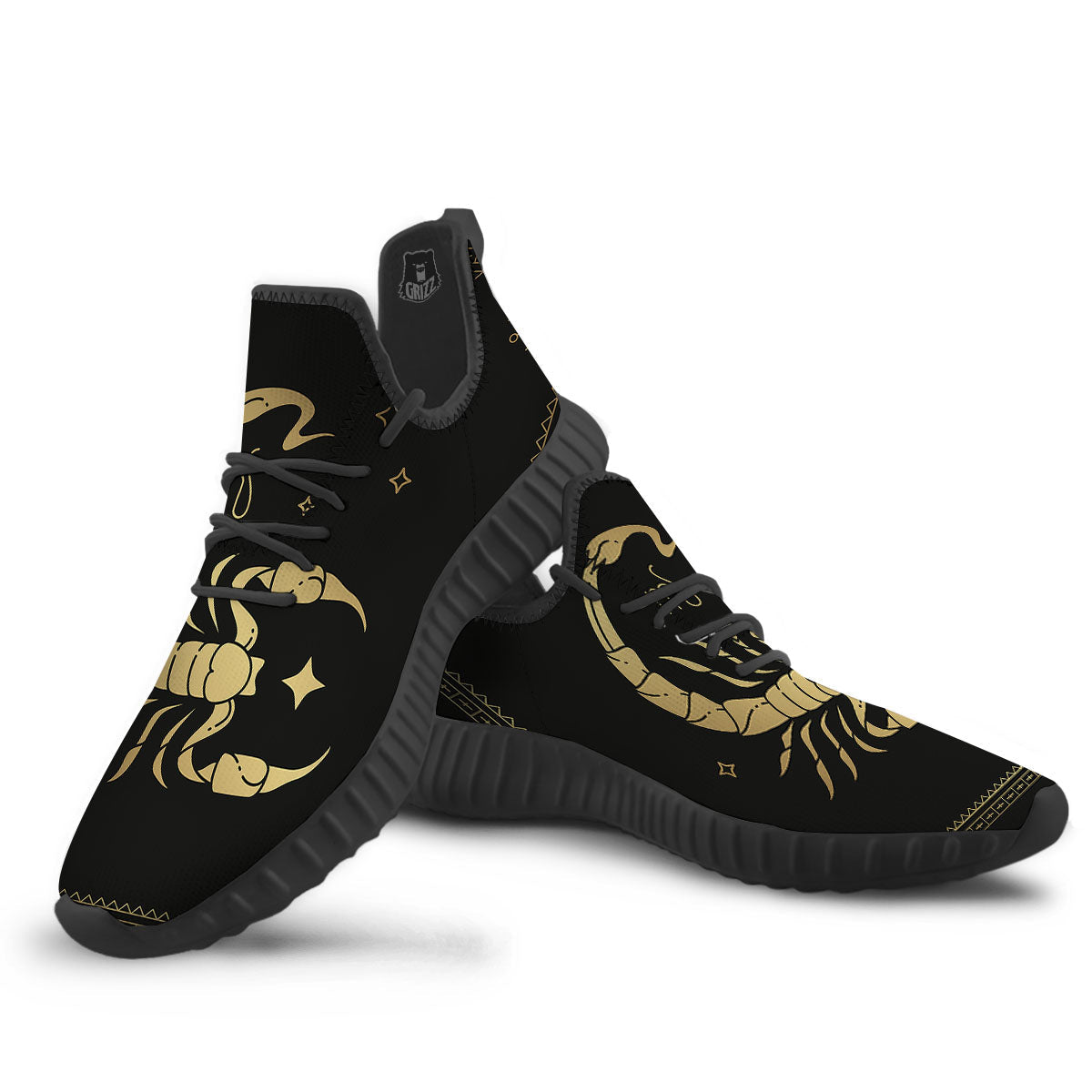 Scorpio Sign Astrological Print Black Walking Shoes-grizzshop