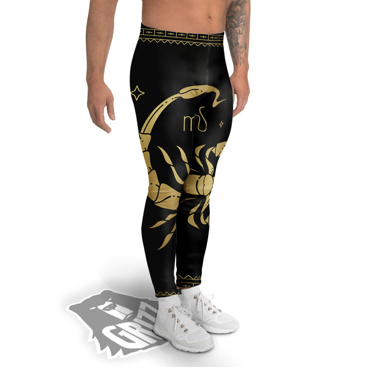 Scorpio Sign Astrological Print Men's Leggings-grizzshop