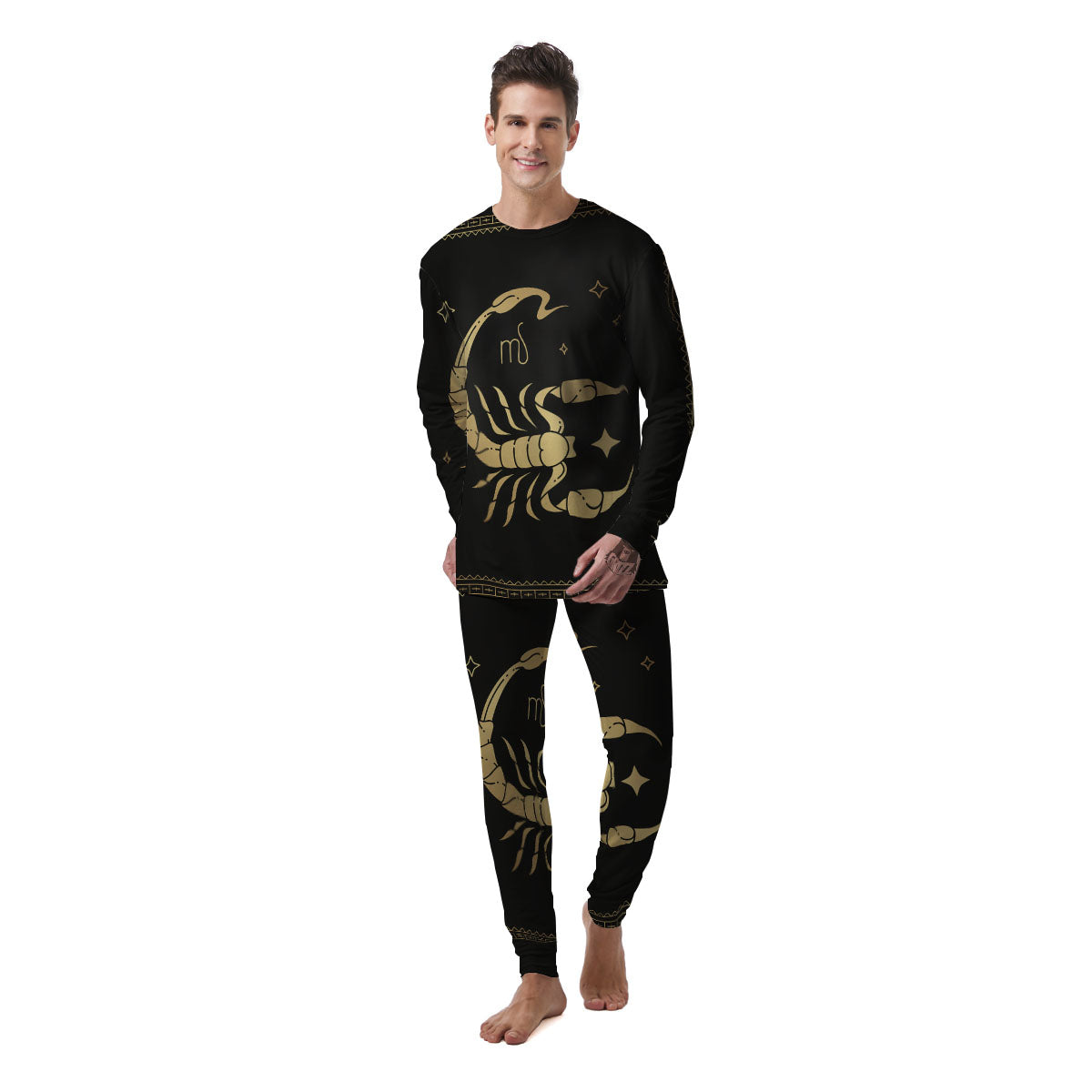 Scorpio Sign Astrological Print Men's Pajamas-grizzshop