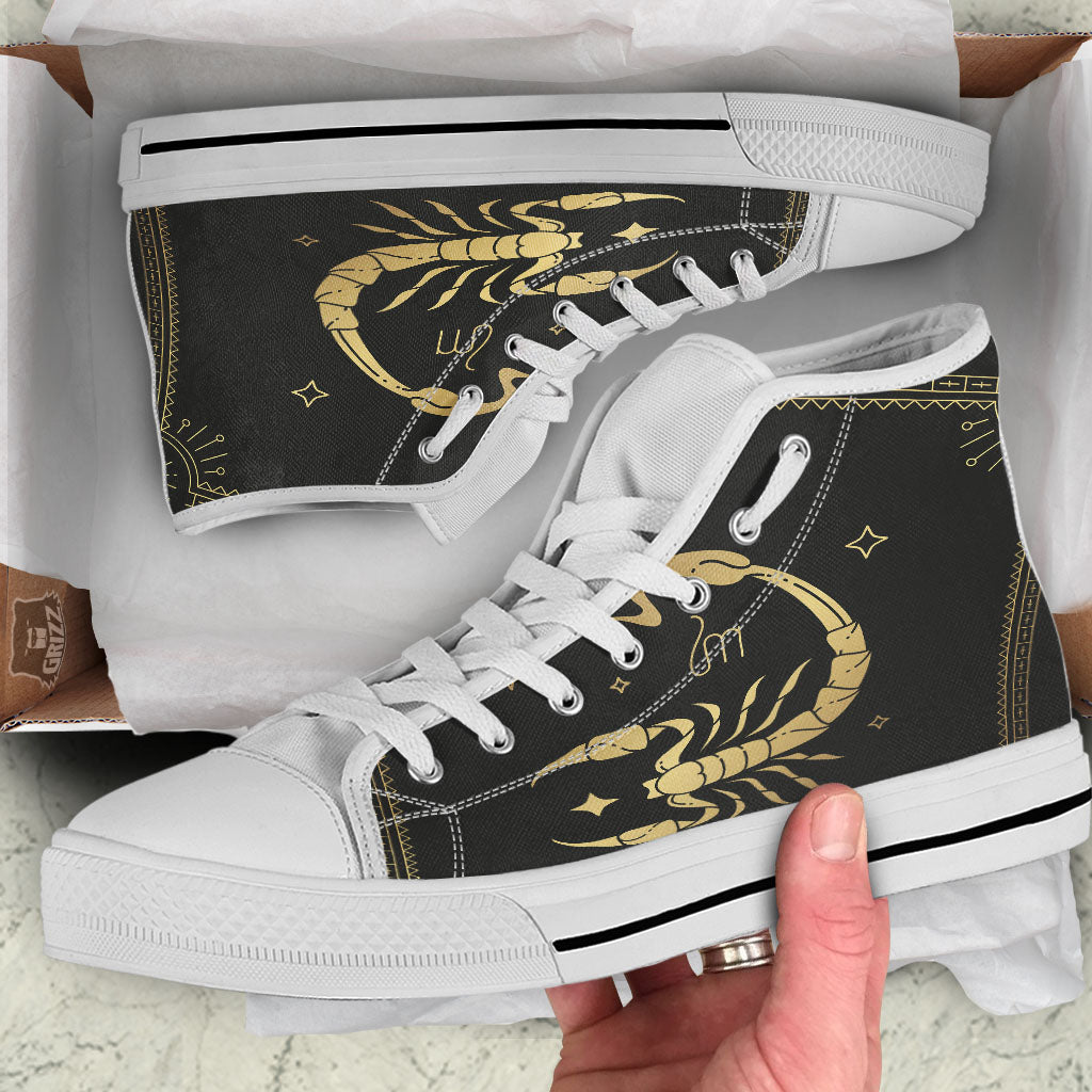 Scorpio Sign Astrological Print White High Top Shoes-grizzshop