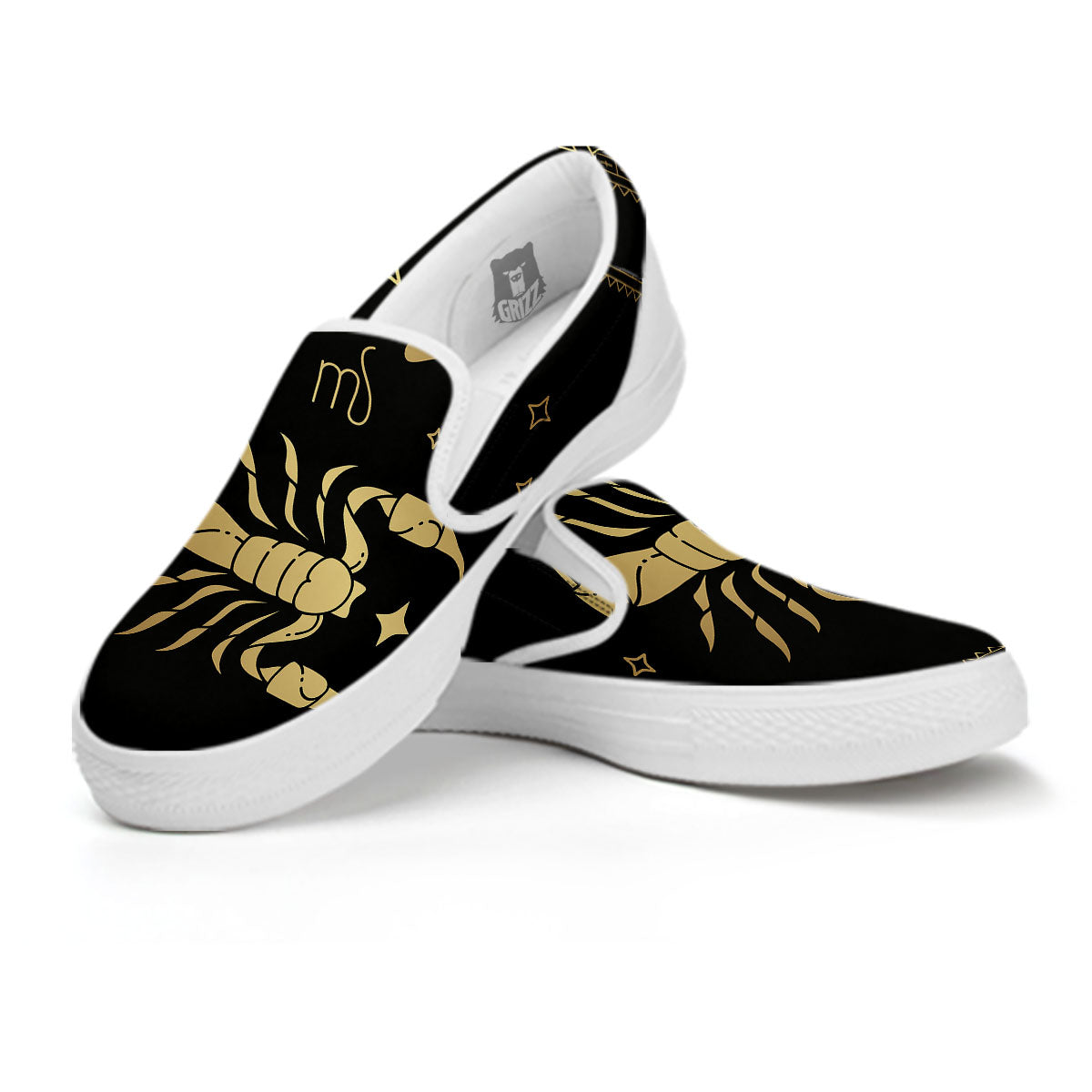 Scorpio Sign Astrological Print White Slip On Shoes-grizzshop