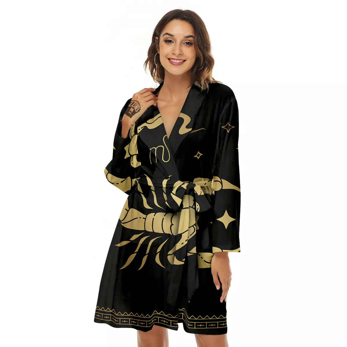 Scorpio Sign Astrological Print Women's Robe-grizzshop