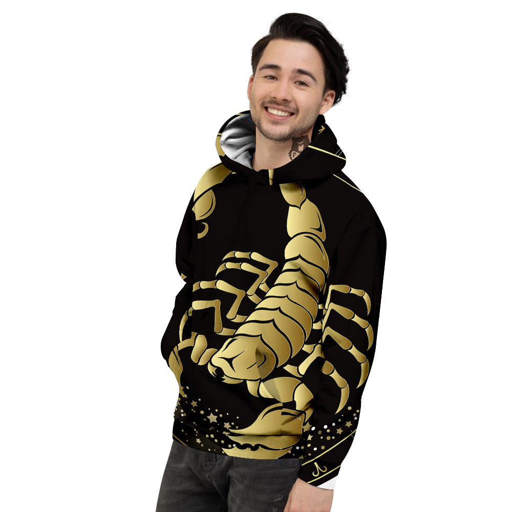 Scorpio Sign Black And Gold Print Men's Hoodie-grizzshop