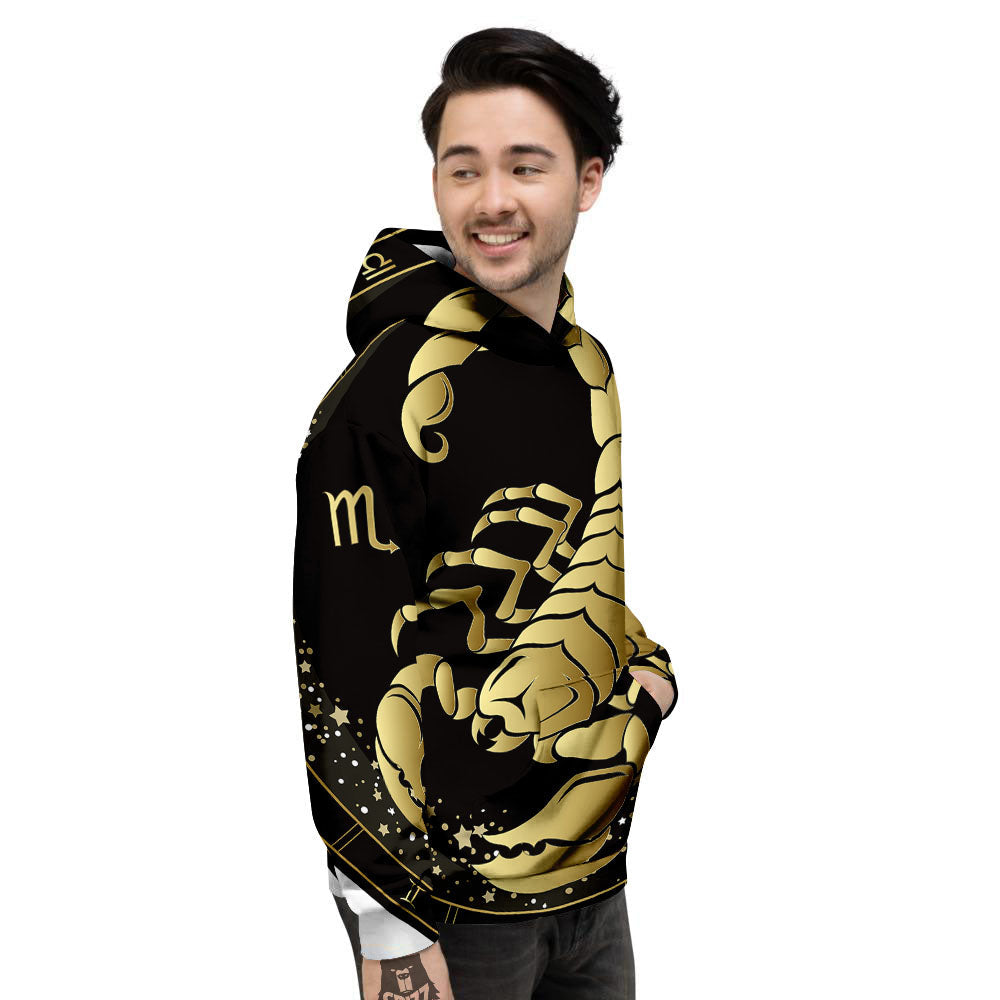 Scorpio Sign Black And Gold Print Men's Hoodie-grizzshop