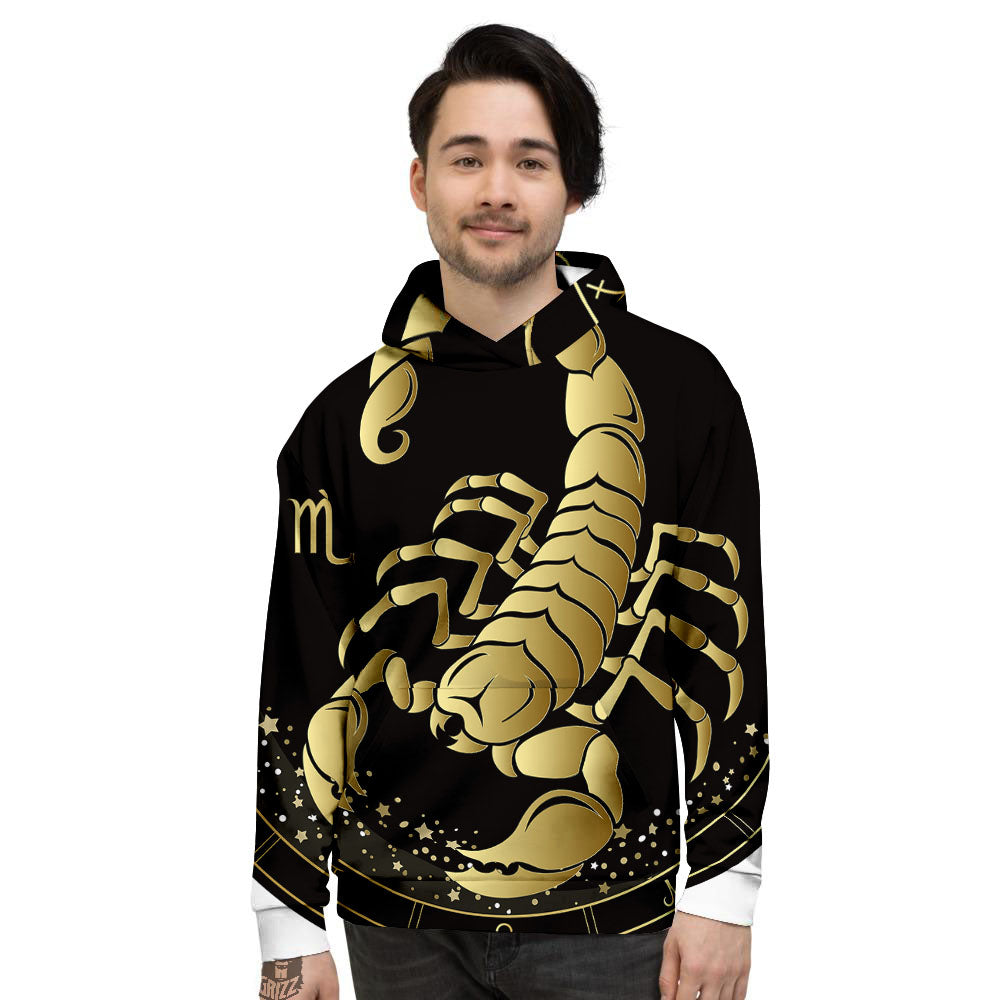 Scorpio Sign Black And Gold Print Men's Hoodie-grizzshop