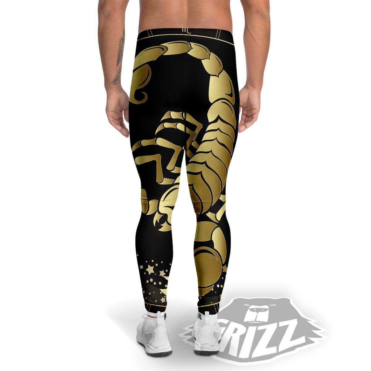 Scorpio Sign Black And Gold Print Men's Leggings-grizzshop