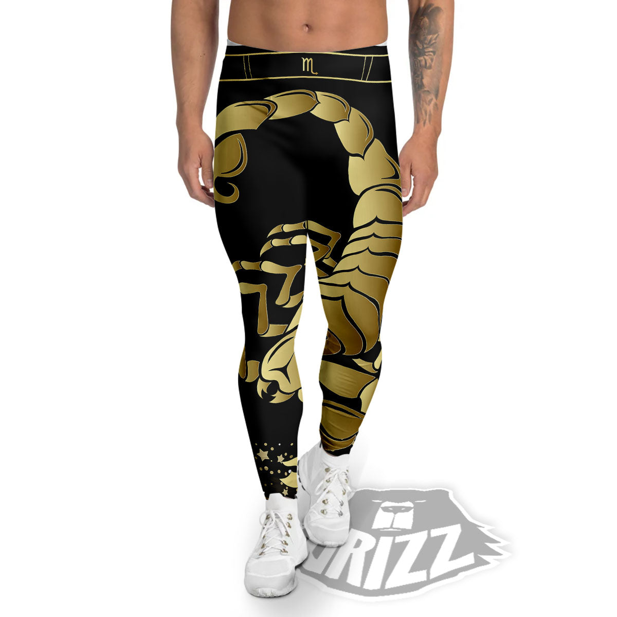 Scorpio Sign Black And Gold Print Men's Leggings-grizzshop