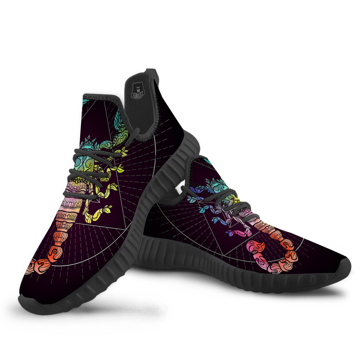 Scorpio Sign Colorful Print Black Walking Shoes-grizzshop