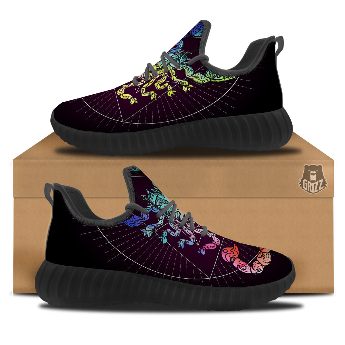 Scorpio Sign Colorful Print Black Walking Shoes-grizzshop