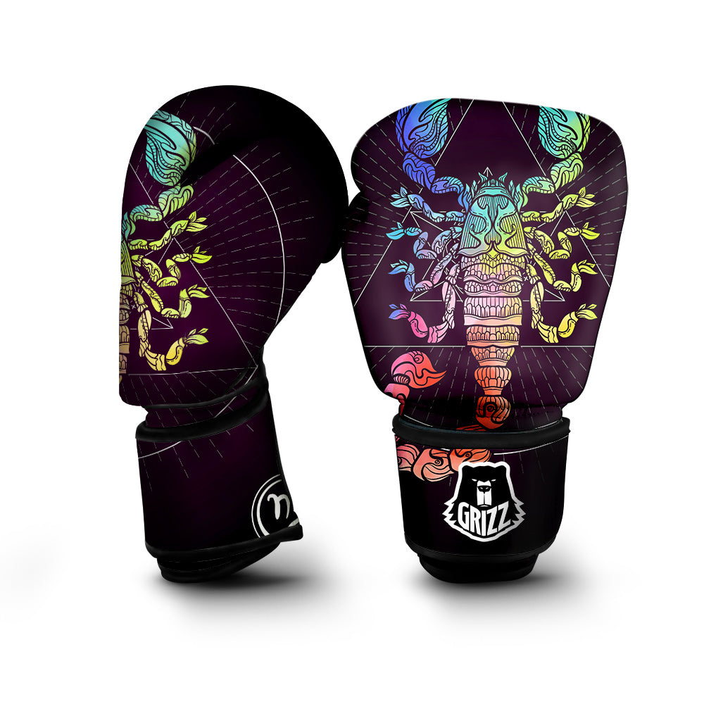 Scorpio Sign Colorful Print Boxing Gloves-grizzshop