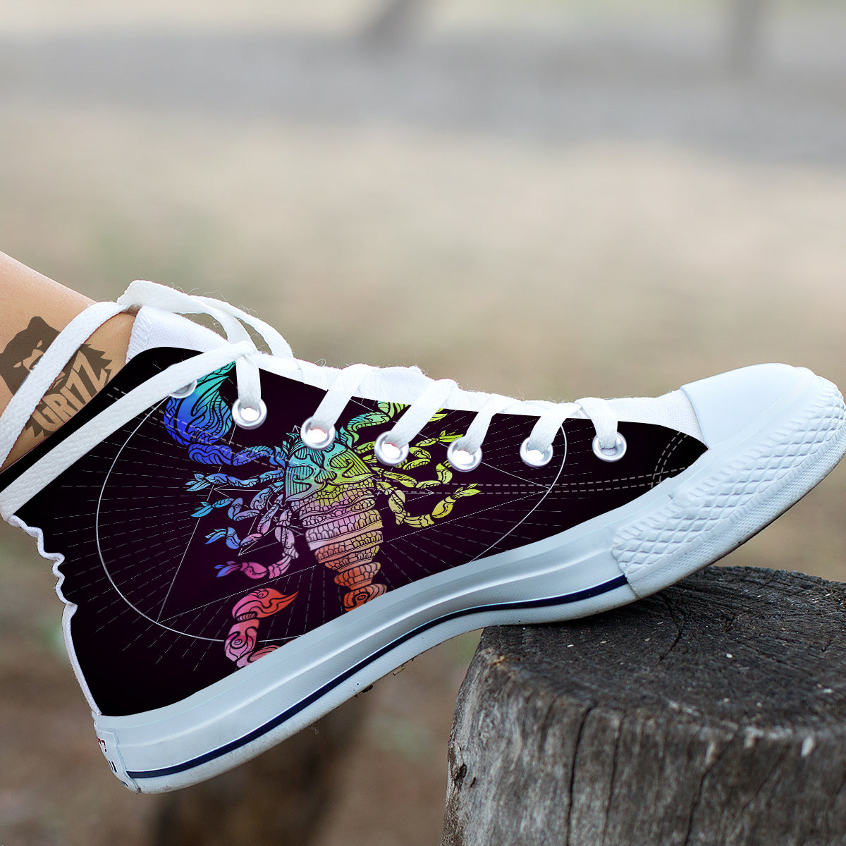 Scorpio Sign Colorful Print White High Top Shoes-grizzshop
