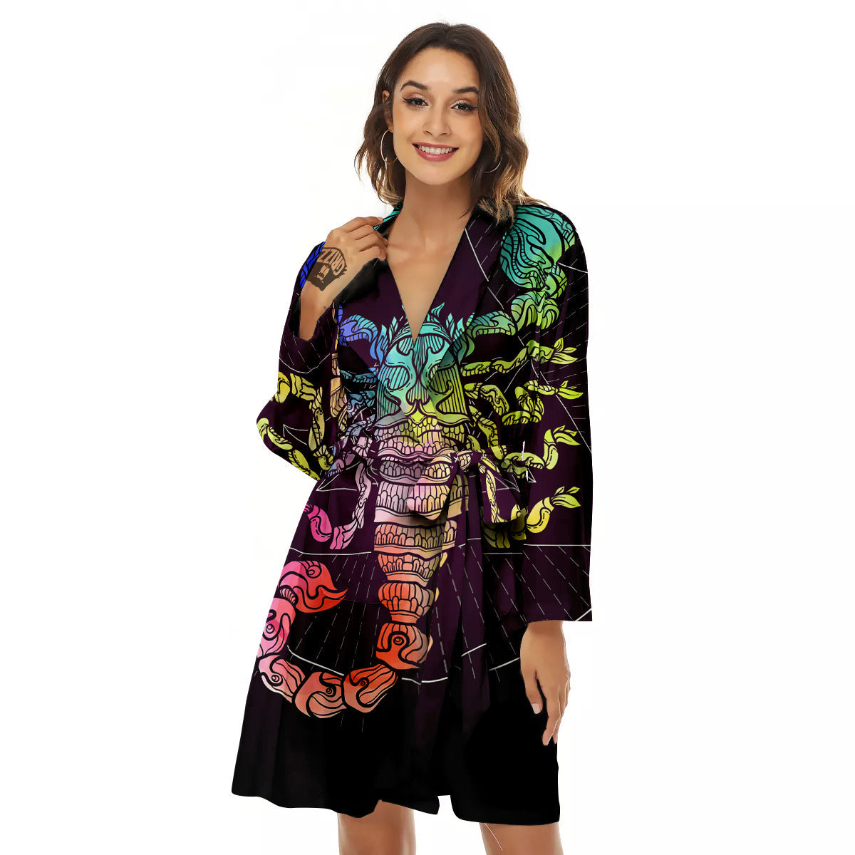 Scorpio Sign Colorful Print Women's Robe-grizzshop