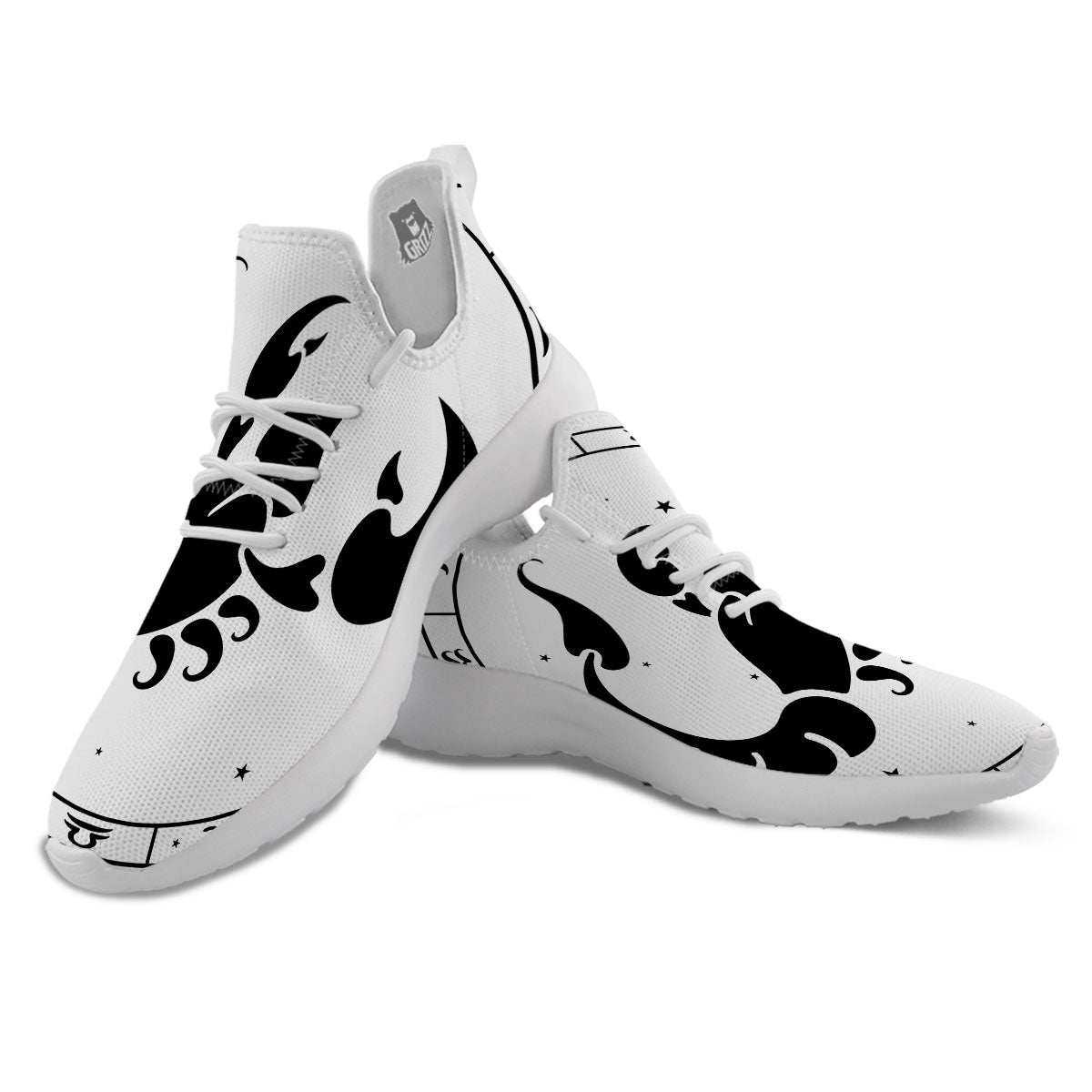 Scorpio Sign White And Black Print White Athletic Shoes-grizzshop