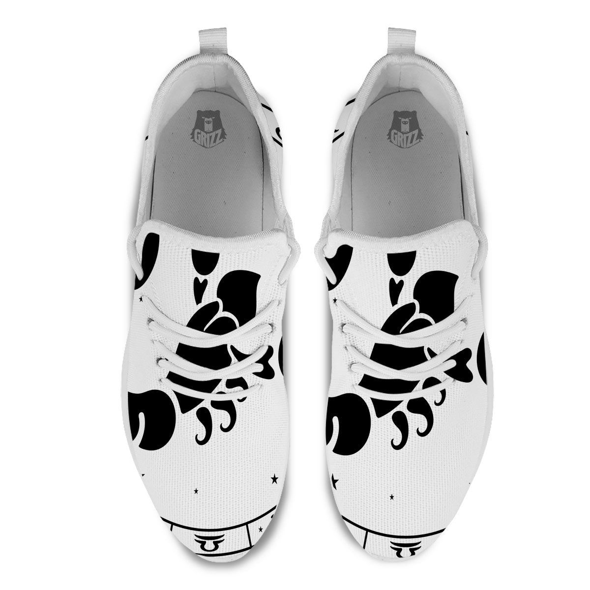 Scorpio Sign White And Black Print White Athletic Shoes-grizzshop