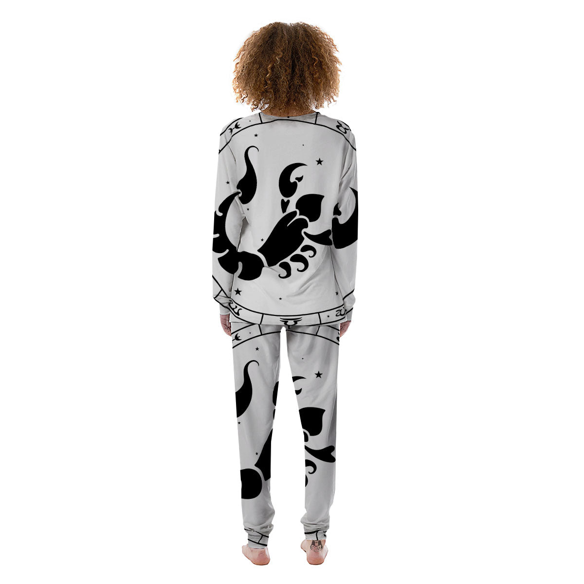 Scorpio Sign White And Black Print Women's Pajamas-grizzshop