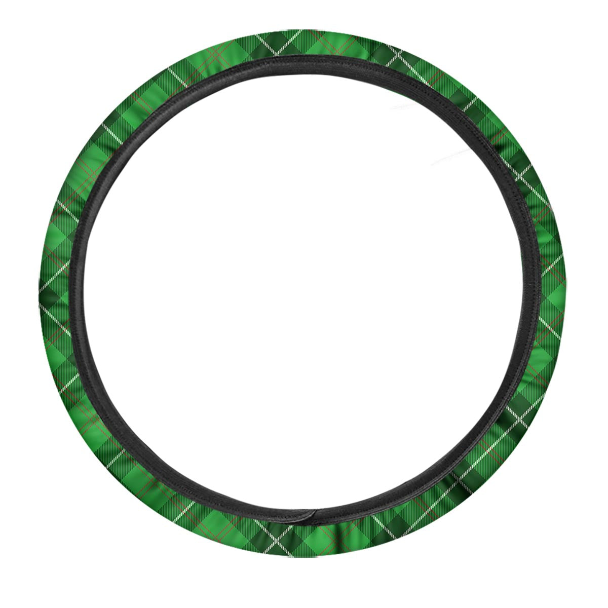 Scottish Plaid Saint Patrick's Day Print Pattern Car Steering Wheel Cover-grizzshop