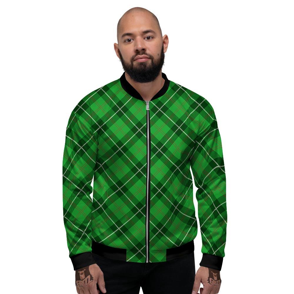 Scottish Plaid Saint Patrick's Day Print Pattern Men's Bomber Jacket-grizzshop