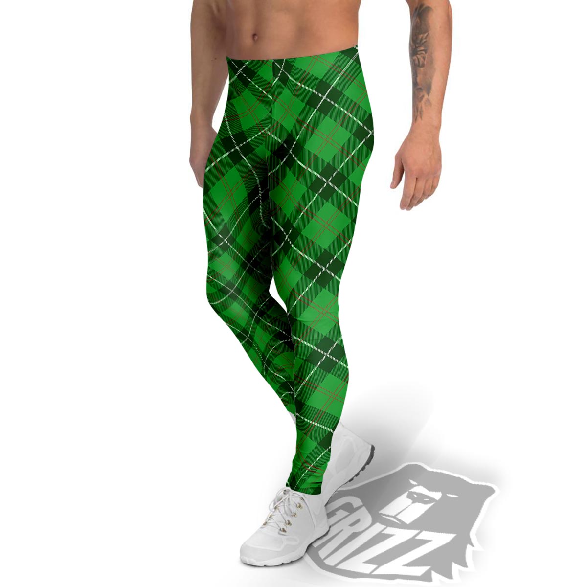 Scottish Plaid Saint Patrick's Day Print Pattern Men's Leggings-grizzshop