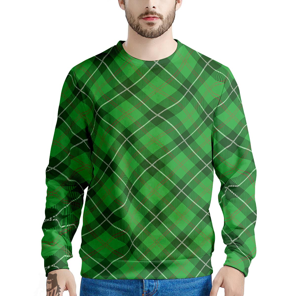 Scottish Plaid Saint Patrick's Day Print Pattern Men's Sweatshirt-grizzshop