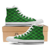 Scottish Plaid Saint Patrick's Day Print Pattern White High Top Shoes-grizzshop