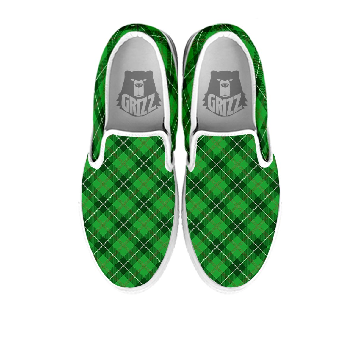 Scottish Plaid Saint Patrick's Day Print Pattern White Slip On Shoes-grizzshop