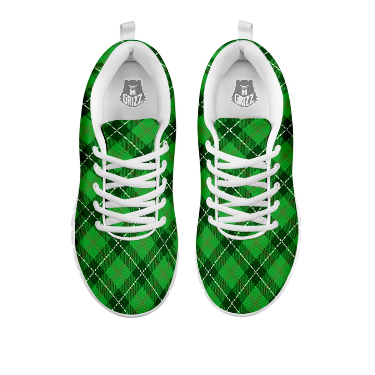 Scottish Plaid Saint Patrick's Day Print Pattern White Sneaker-grizzshop