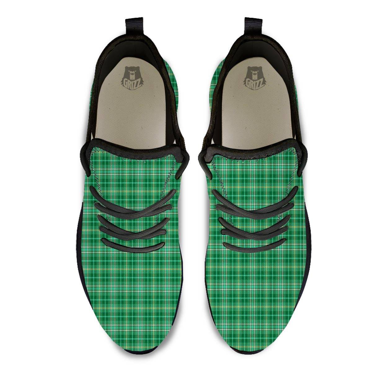 Scottish Plaid St. Patrick's Day Print Pattern Black Athletic Shoes-grizzshop