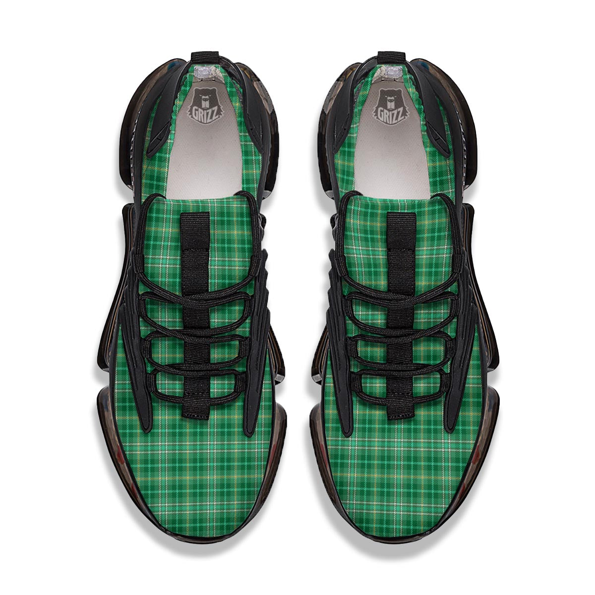 Scottish Plaid St. Patrick's Day Print Pattern Black Gym Shoes-grizzshop