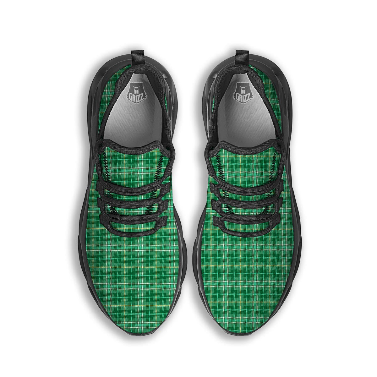 Scottish Plaid St. Patrick's Day Print Pattern Black Running Shoes-grizzshop